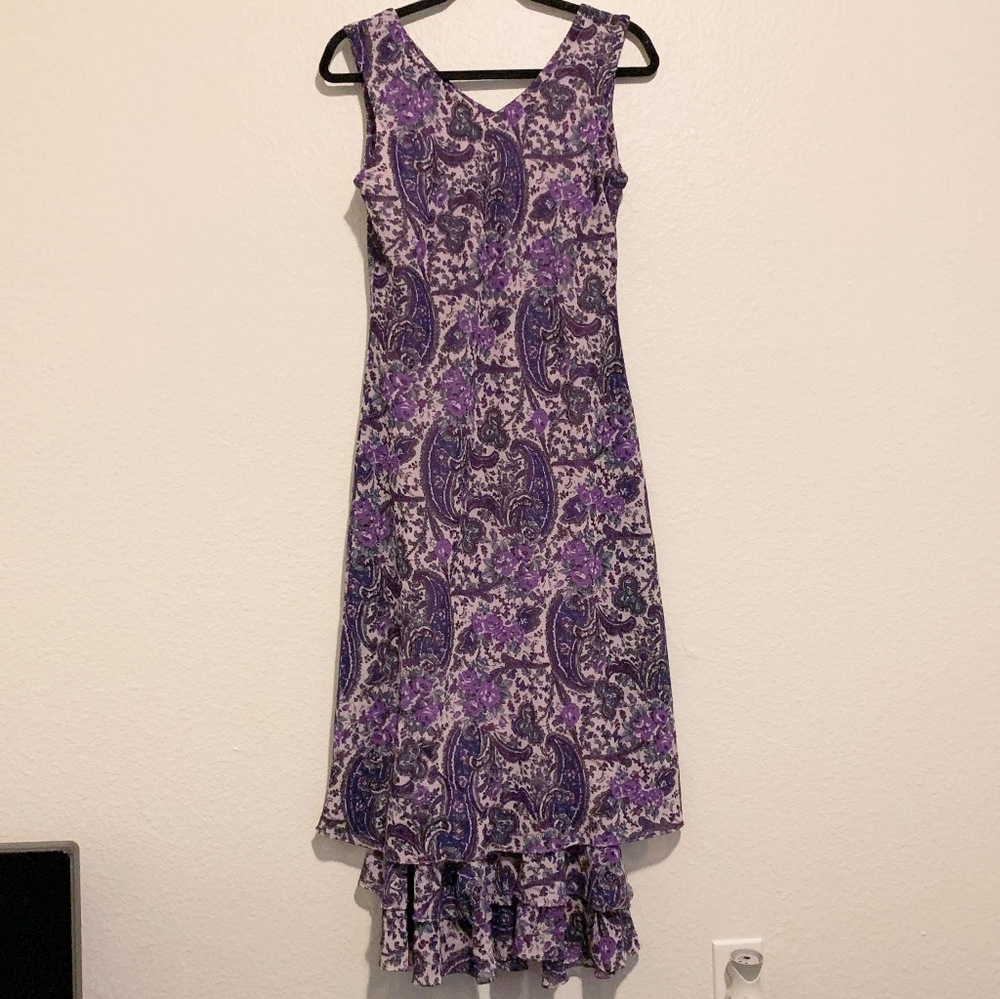 Victoria Holly paisley sleeveless dress.